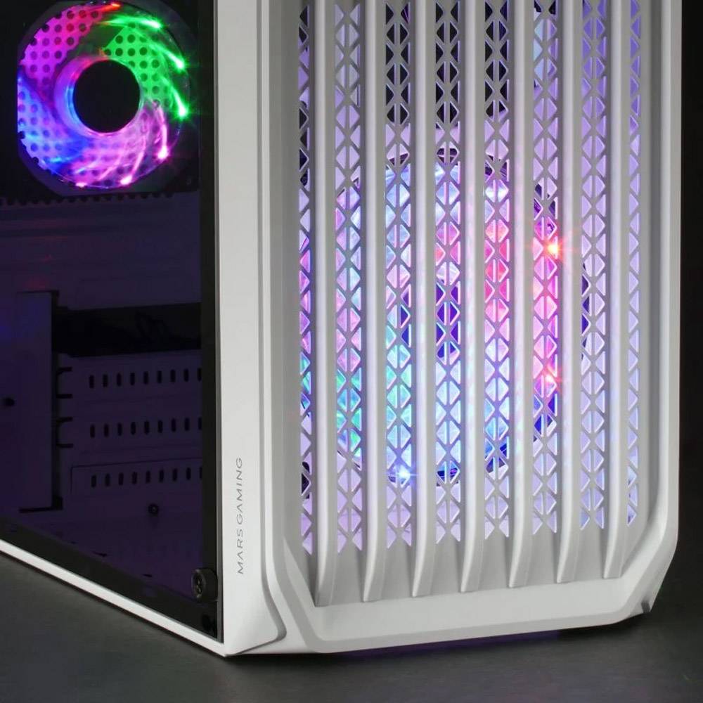 Caixa MARS GAMING MC-S2 Micro-ATX Janela Mesh RGB Branco - Imagem 2