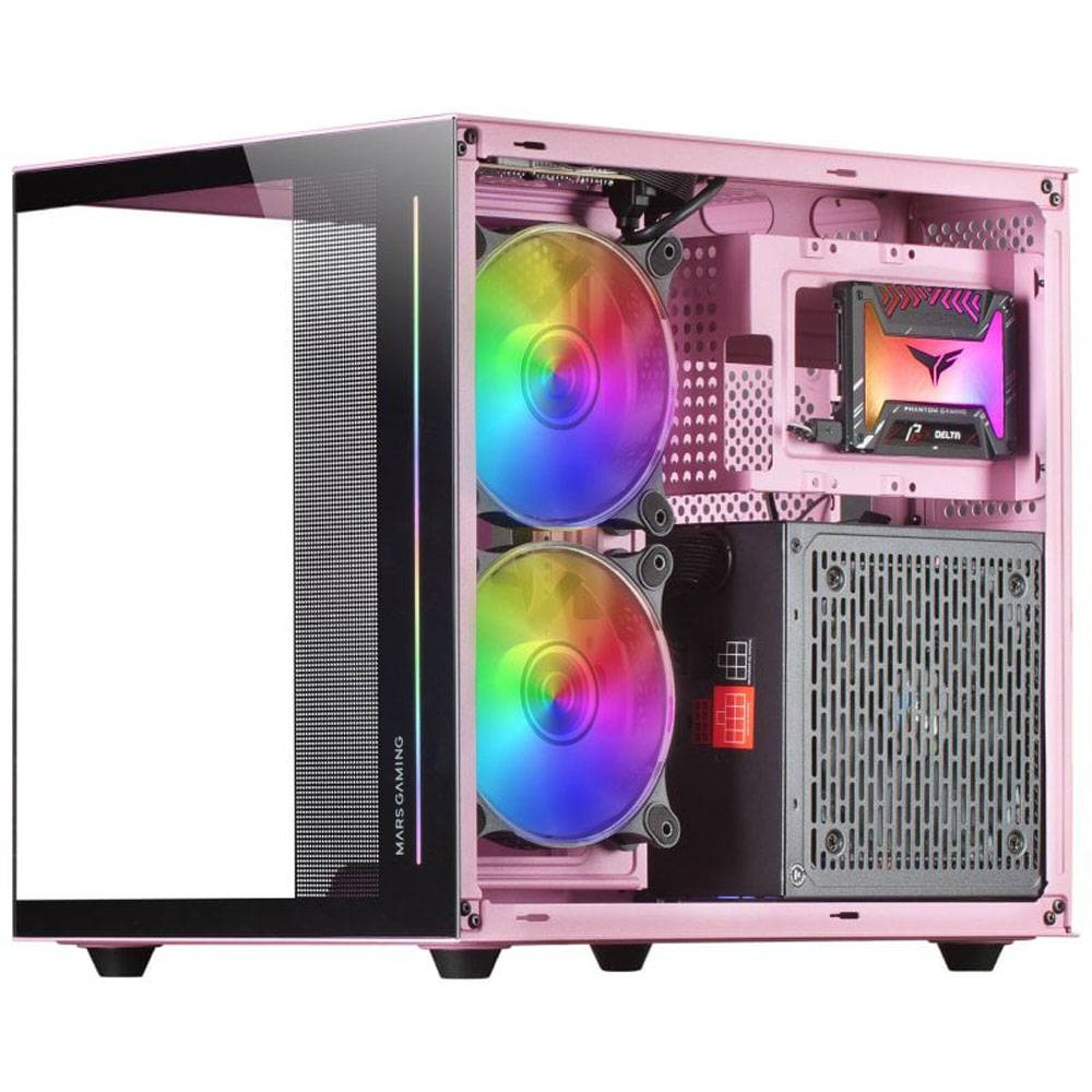 Caixa MARS GAMING MC-VIEW Micro-ATX Vidro Temperado 90º Rosa - Imagem 4