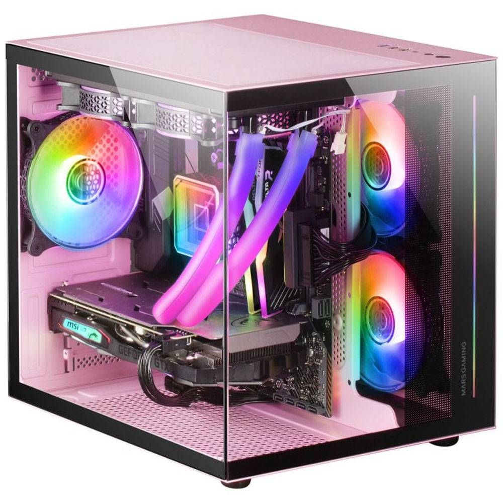 Caixa MARS GAMING MC-VIEW Micro-ATX Vidro Temperado 90º Rosa - Imagem 2