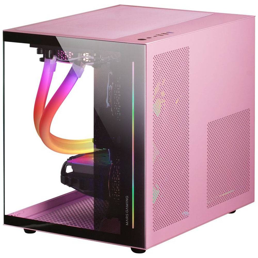 Caixa MARS GAMING MC-VIEW Micro-ATX Vidro Temperado 90º Rosa - Imagem 3