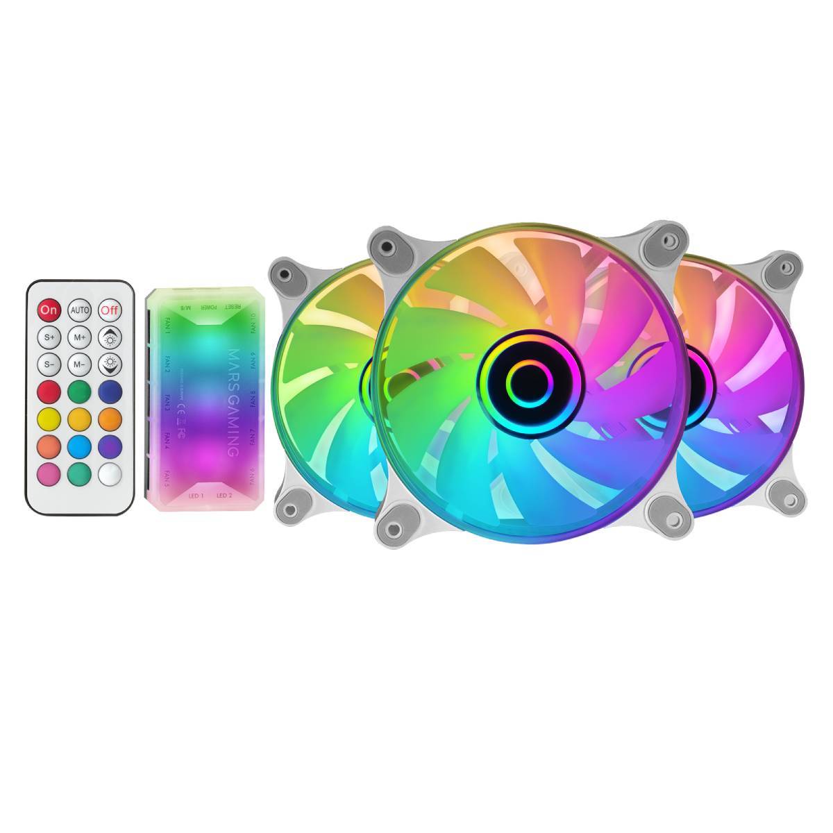 Kit Ventoinhas MARS GAMING MF-3DKIT ARGB 3x 12cm Espelho Infinito Branco - Imagem 2