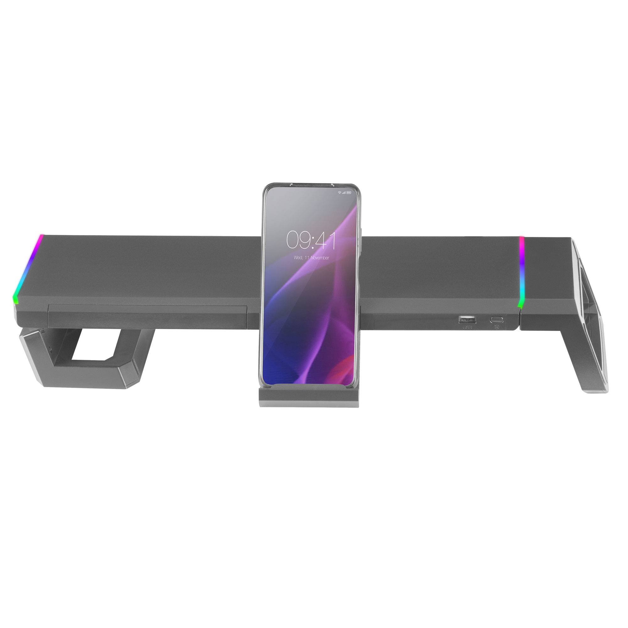 Suporte Monitor MARS GAMING MGS-ONE Preto USB RGB Suporte Telemóvel - Imagem 5