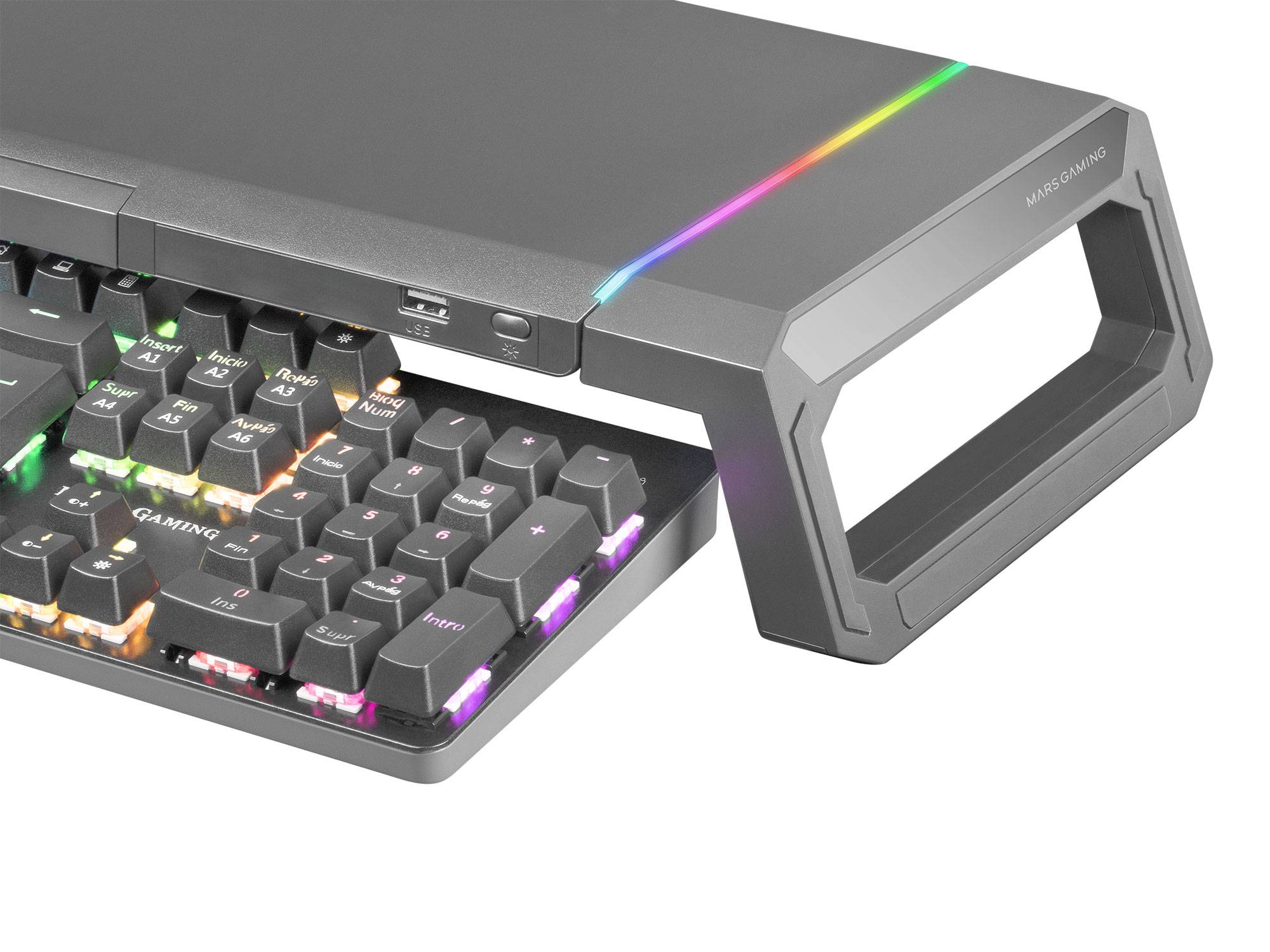 Suporte Monitor MARS GAMING MGS-ONE Preto USB RGB Suporte Telemóvel - Imagem 3