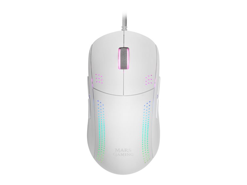 Rato MARS GAMING MMPRO Óptico Ambidestro 9 Botões Branco - Imagem 1