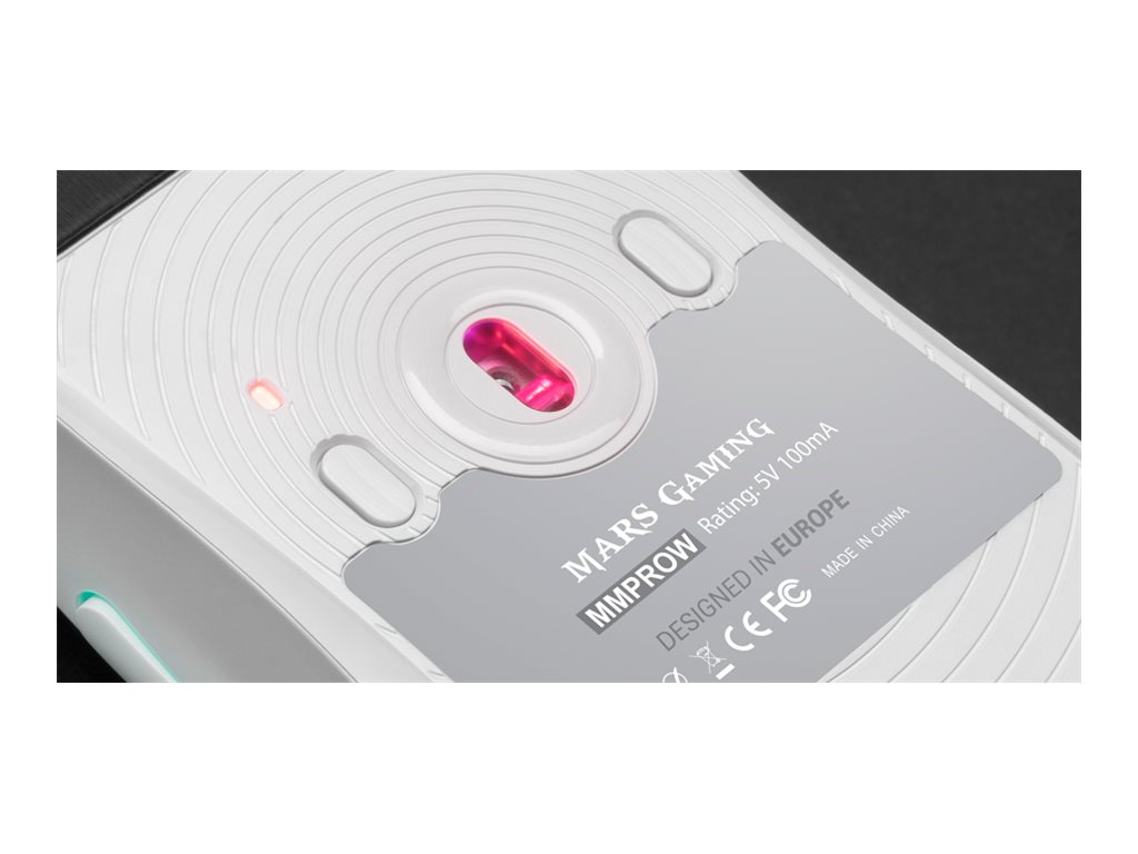 Rato MARS GAMING MMPRO Óptico Ambidestro 9 Botões Branco - Imagem 2