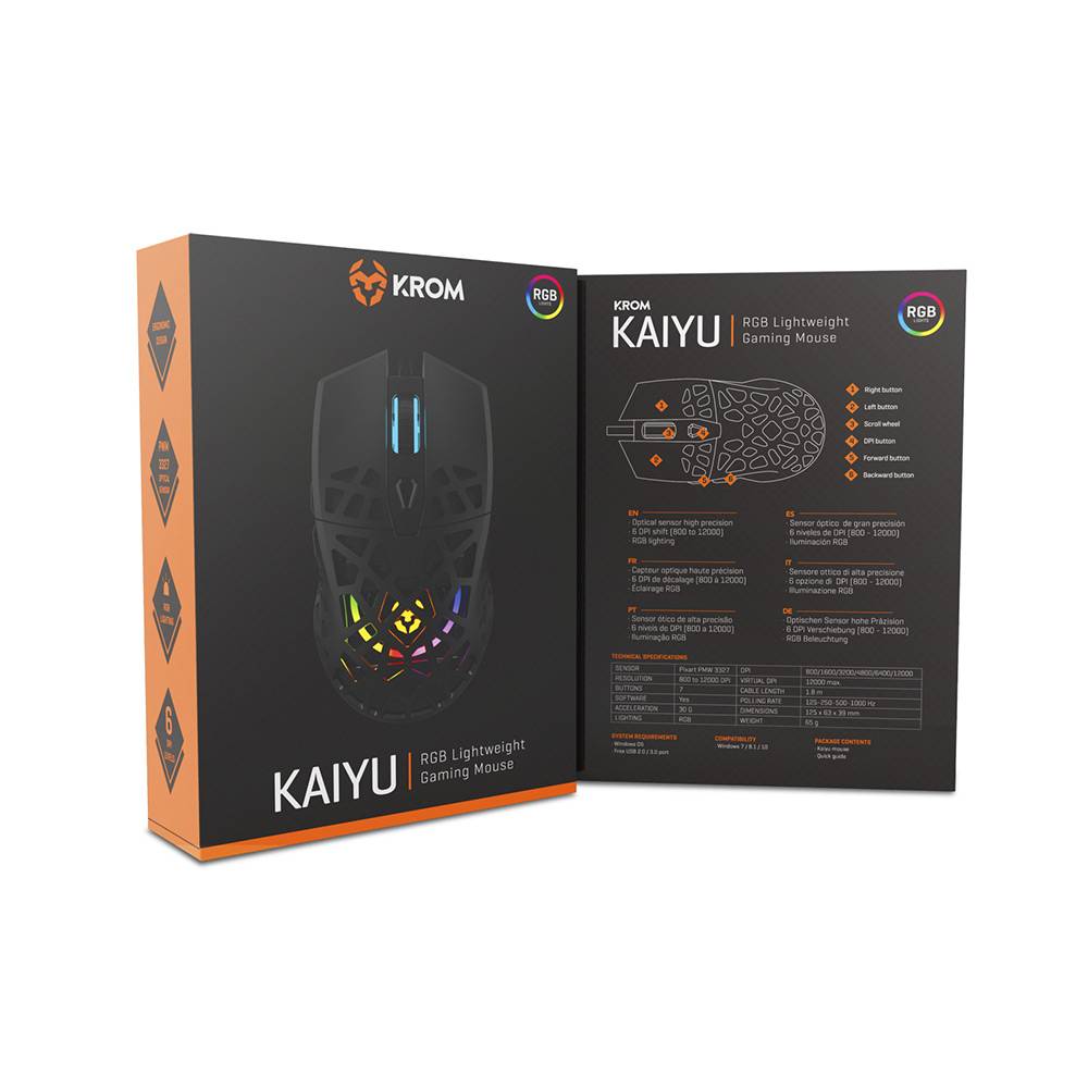 Rato NOX KROM KAIYU RGB Gaming Preto - Imagem 9