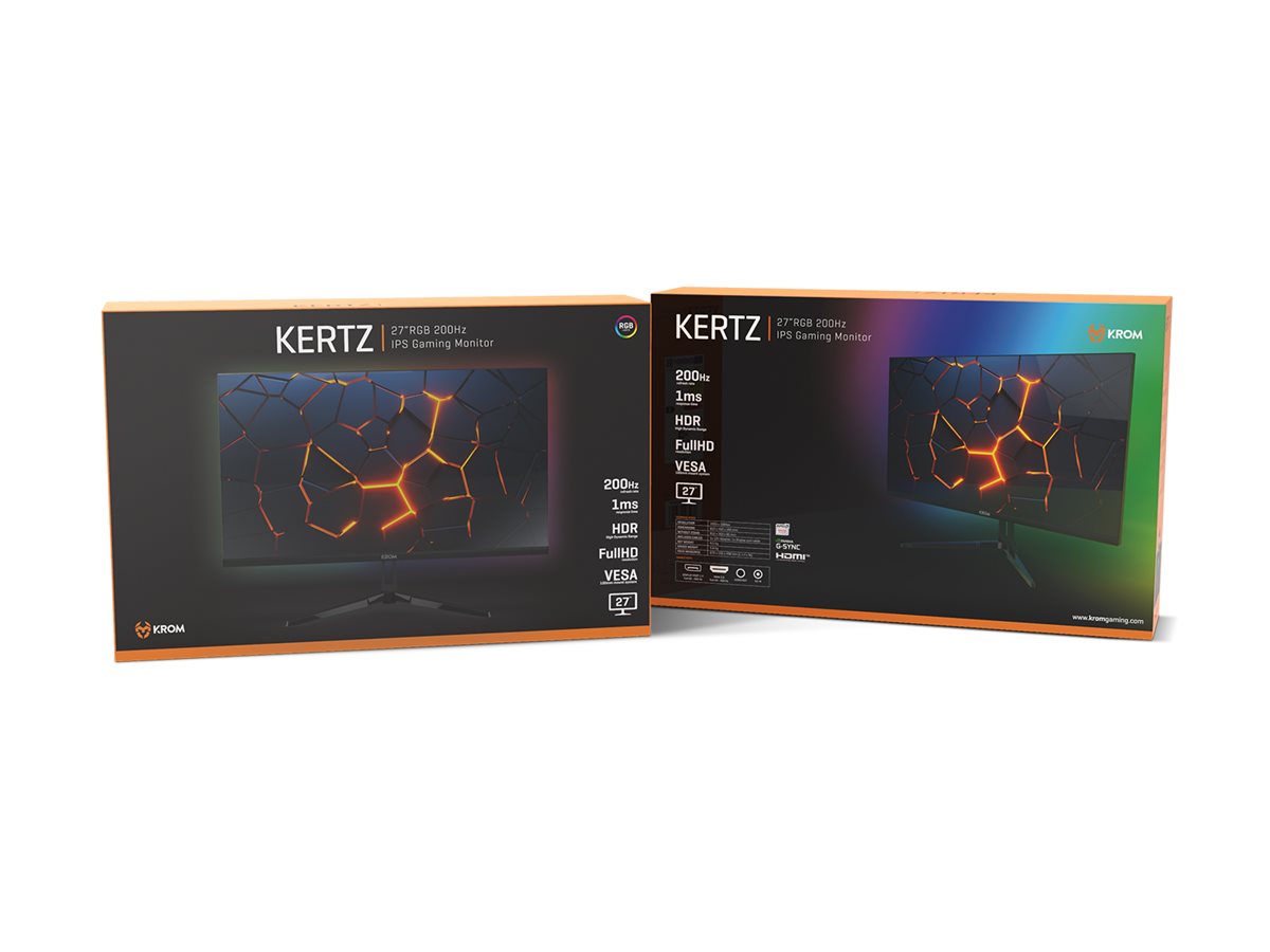 Monitor Krom Kertz 27" Gaming 200Hz IPS Full HD Preto