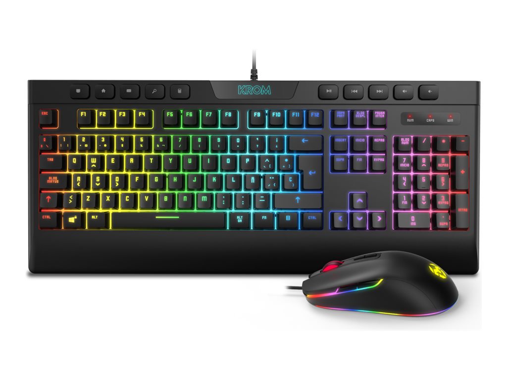 Conjunto Teclado Rato Krom Kalyos PT QWERTY Dual RGB