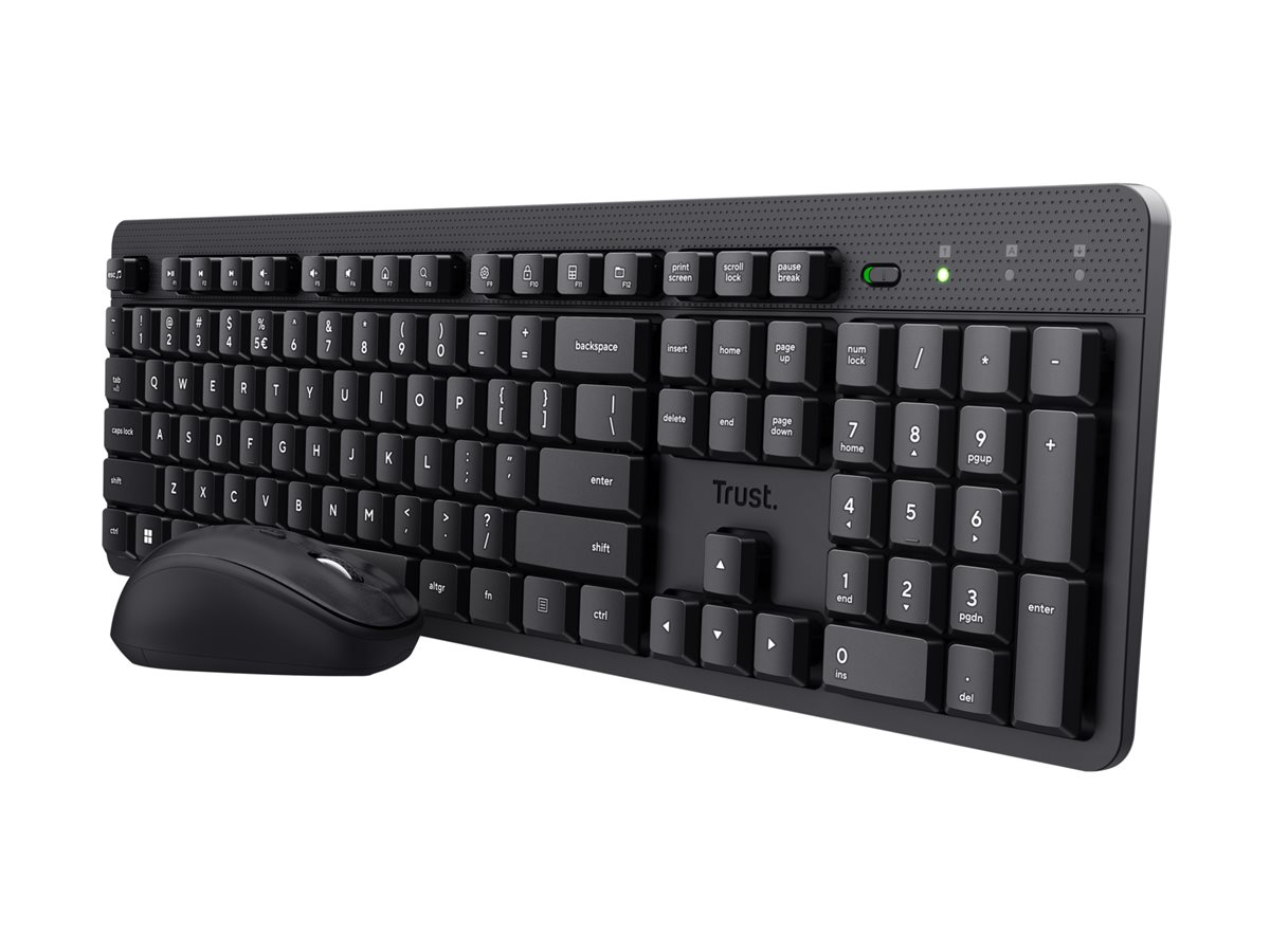 Kit Teclado Rato Trust Ody II Sem Fios Silencioso Full Size PT Preto - Imagem 3