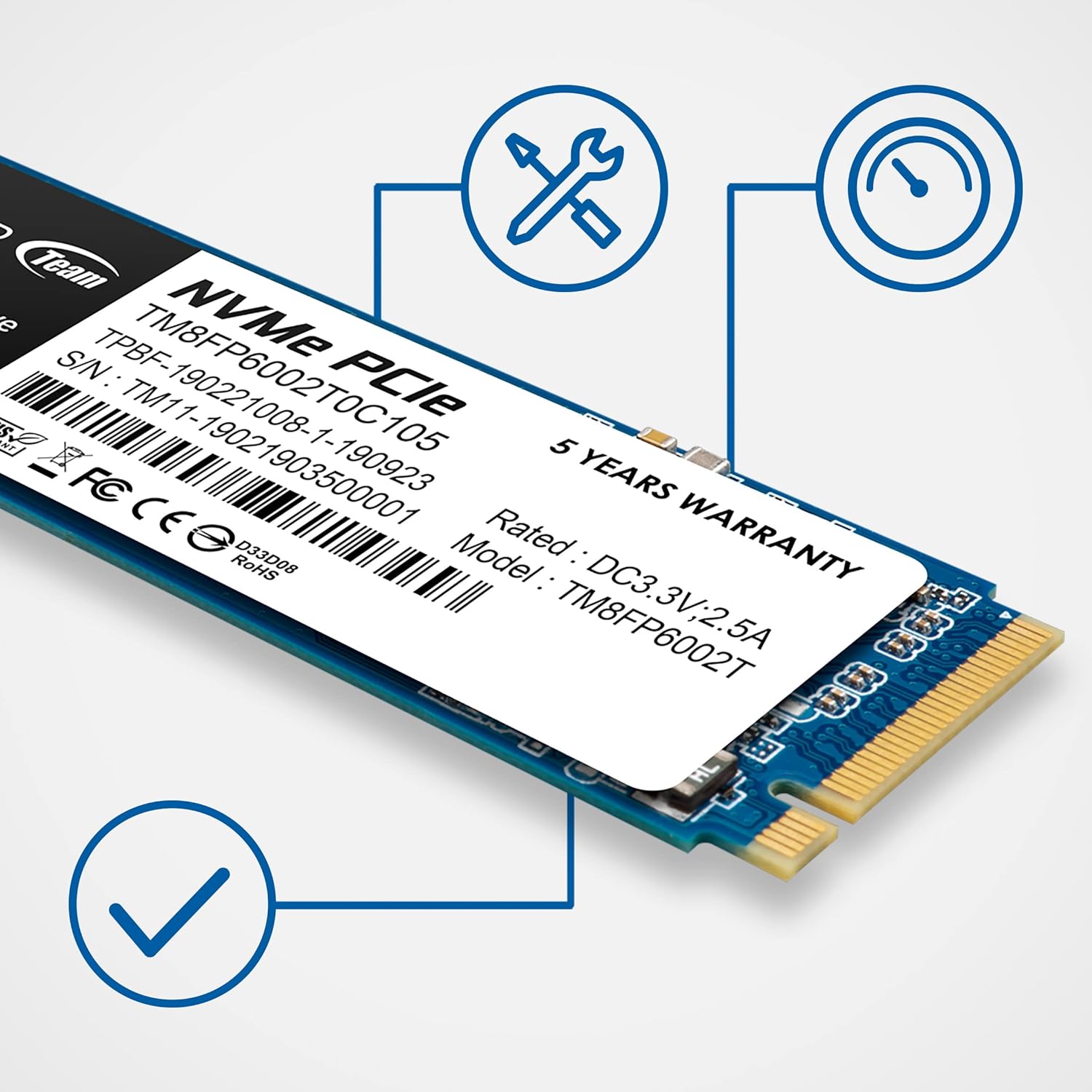 TEAM GROUP SSD MP33 NVME 256GB M.2 PCIE 3.0 - Imagem 2