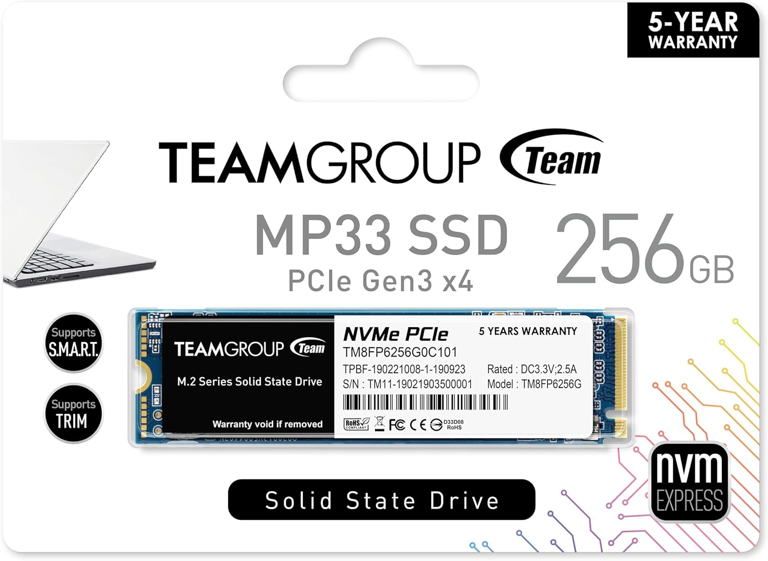 TEAM GROUP SSD MP33 NVME 256GB M.2 PCIE 3.0 - Imagem 6