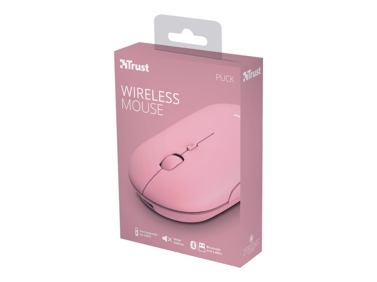 Rato Trust Puck Sem Fios Bluetooth Rosa