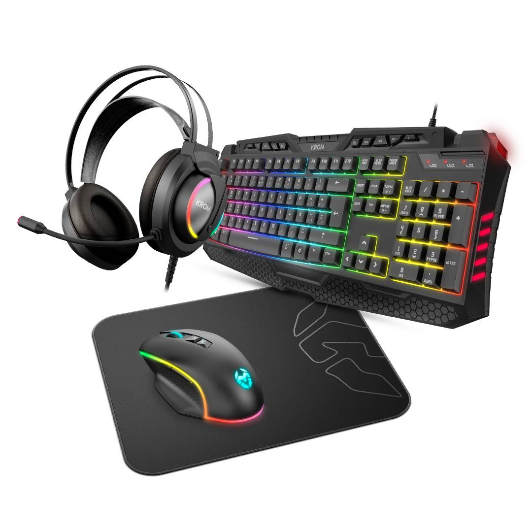 NOX KROM KRITIC RGB RAINBOW GAMING KIT PT - Imagem 1