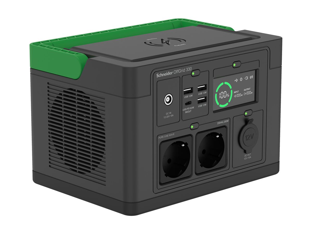 Central Elétrica Portátil Schneider OffGrid 330 332Wh USB-C Carga Sem Fios Preto - Imagem 2