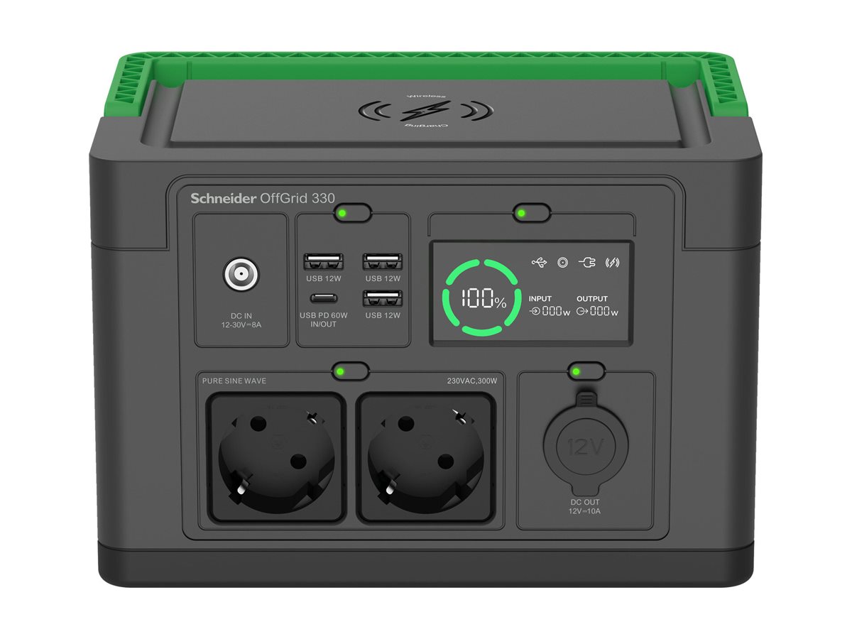 Central Elétrica Portátil Schneider OffGrid 330 332Wh USB-C Carga Sem Fios Preto - Imagem 3