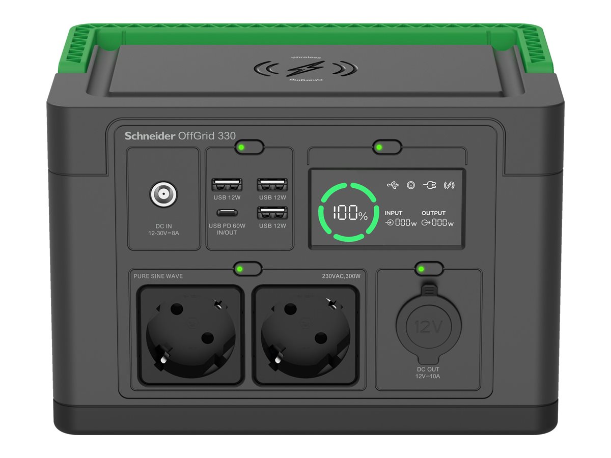 Central Elétrica Portátil Schneider OffGrid 330 332Wh USB-C Carga Sem Fios Preto - Imagem 4