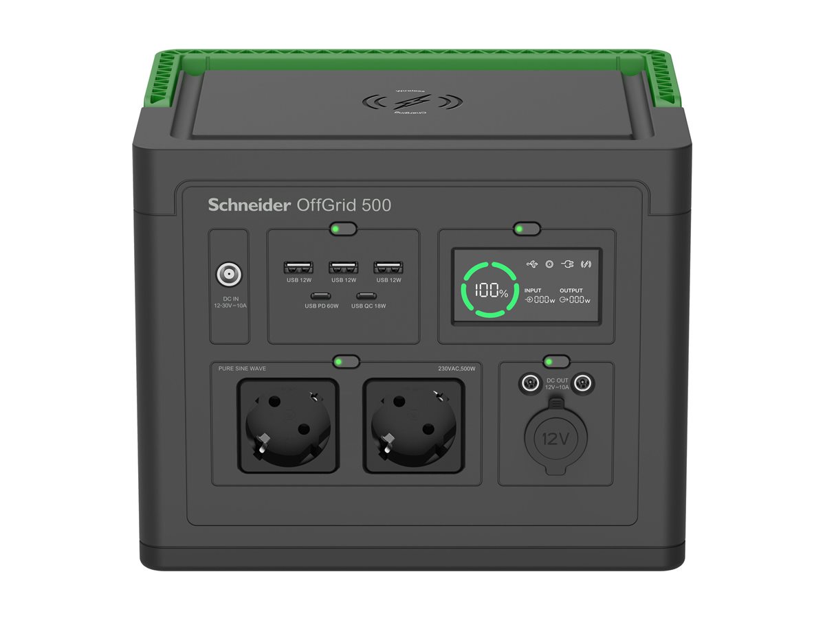 Central Elétrica Portátil Schneider OffGrid 500 500W 517Wh Lítio Preto/Verde - Imagem 4