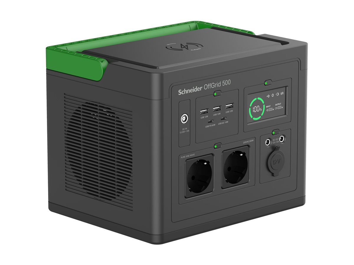 Central Elétrica Portátil Schneider OffGrid 500 500W 517Wh Lítio Preto/Verde - Imagem 2