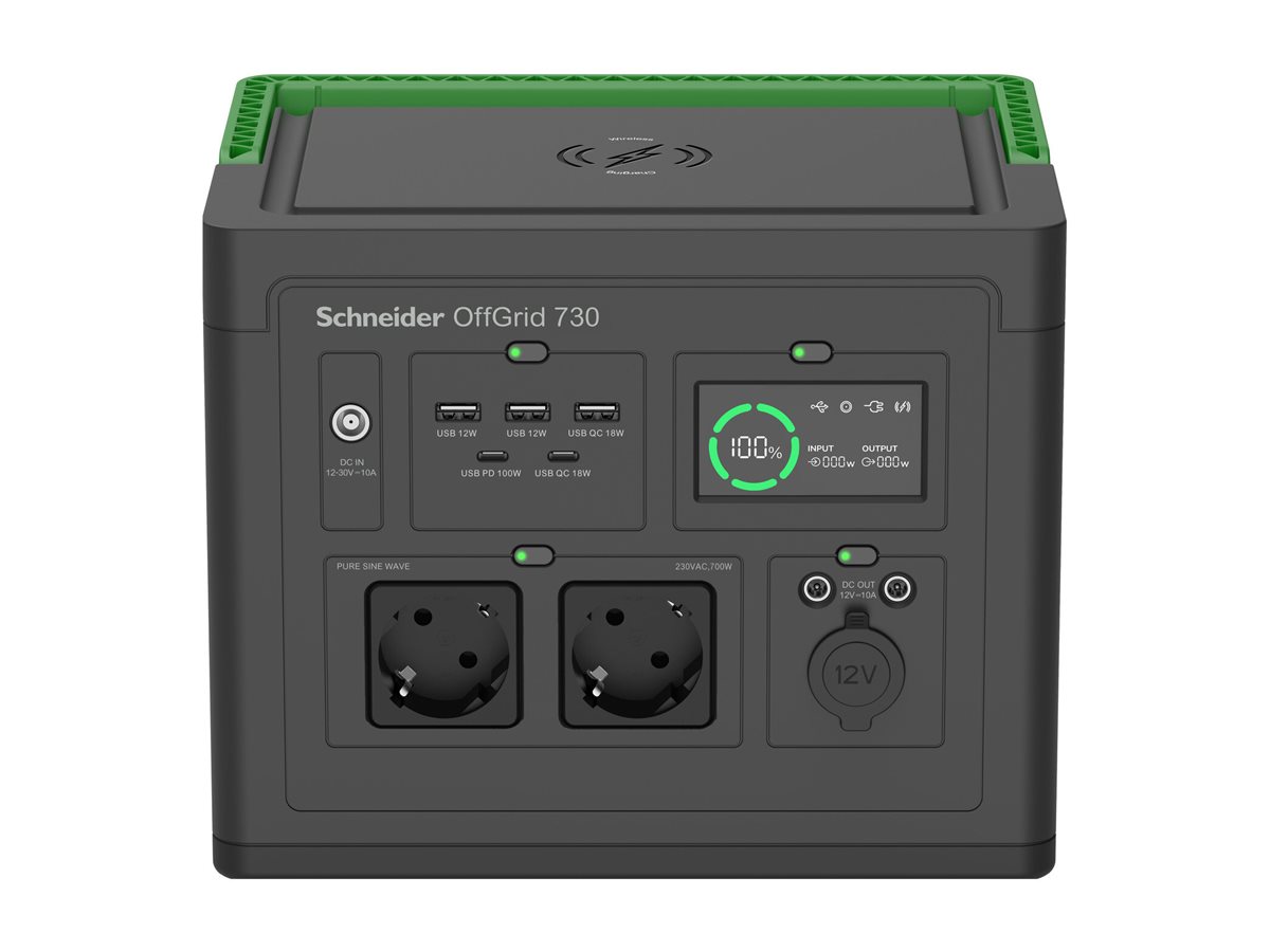 Estação de Energia Portátil Schneider OffGrid 730 738Wh Preto Verde