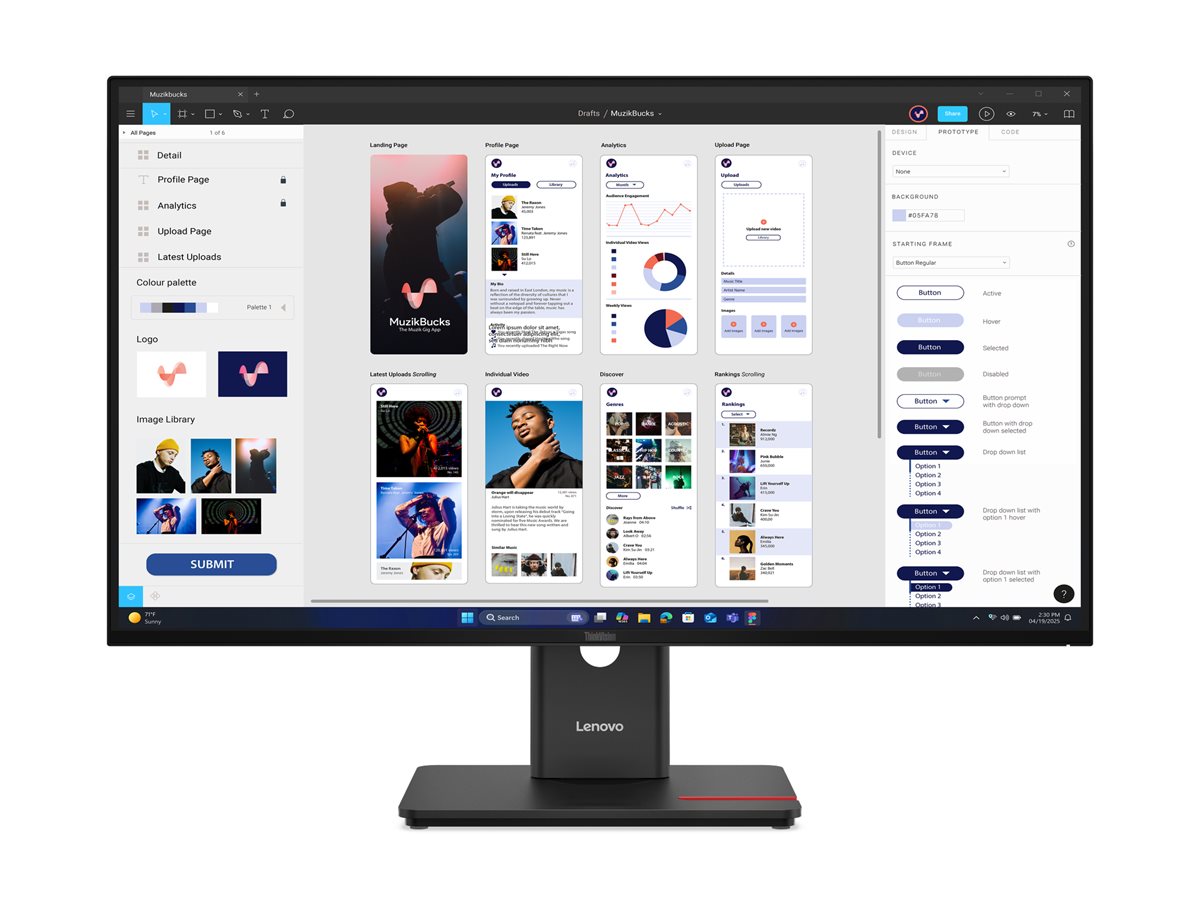 Monitor Lenovo ThinkVision T32UD-40 32" 4K IPS Preto Eclipse
