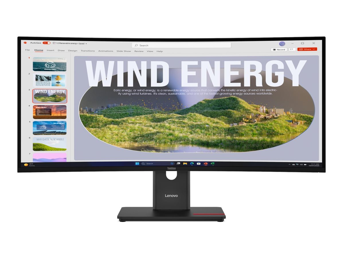 Monitor Curvo Lenovo ThinkVision T34WD-40 34" UWQHD Preto Eclipse - Imagem 7