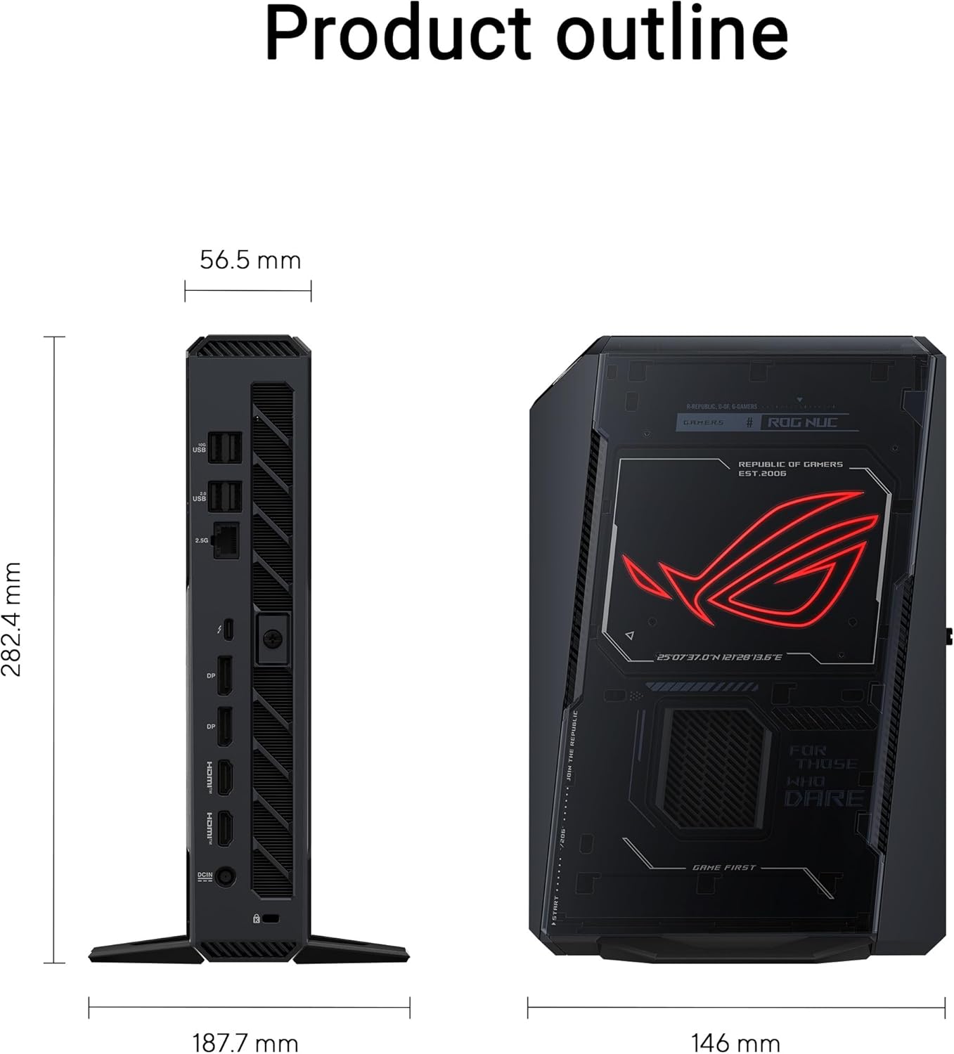 ASUS ROG NUC RNUC15JNK9X28AA2 - Mini PC gaming - Core Ultra 9 275HX / até 5.4 GHz - RAM 32 GB - SSD 2 TB - NVMe - GeForce RTX 5080 - Gigabit Ethernet, 2.5 Gigabit Ethernet, Bluetooth 5.3, IEEE 802.11ax (Wi-Fi 6), IEEE 802.11be (Wi-Fi 7) - Win 11 Home - monitor: nenhum - preto - Imagem 2