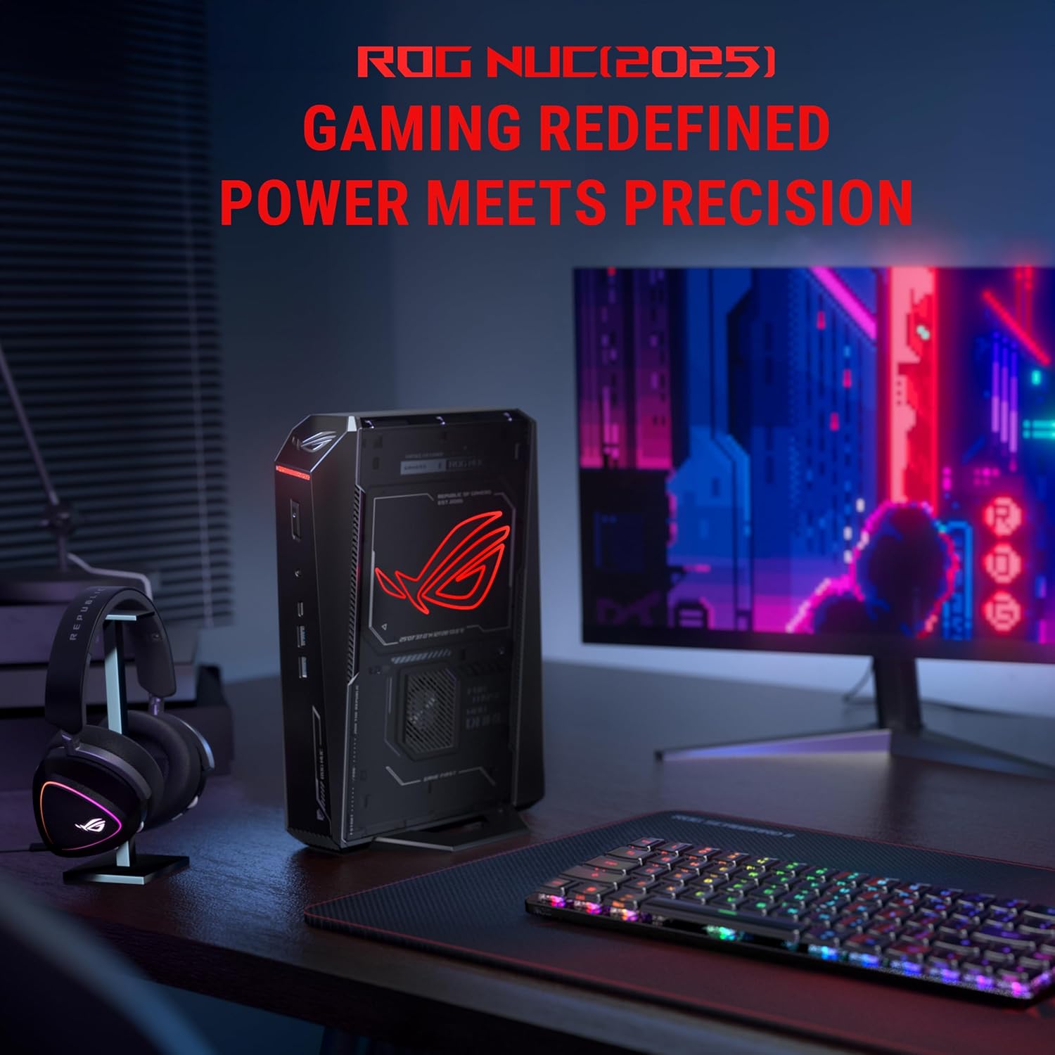ASUS ROG NUC RNUC15JNK9X28AA2 - Mini PC gaming - Core Ultra 9 275HX / até 5.4 GHz - RAM 32 GB - SSD 2 TB - NVMe - GeForce RTX 5080 - Gigabit Ethernet, 2.5 Gigabit Ethernet, Bluetooth 5.3, IEEE 802.11ax (Wi-Fi 6), IEEE 802.11be (Wi-Fi 7) - Win 11 Home - monitor: nenhum - preto - Imagem 5