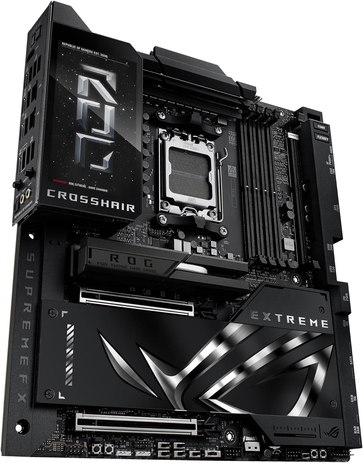 ASUS ROG CROSSHAIR X870E EXTREME - Placa-mãe - ATX - Socket AM5 - AMD X870E Chipset - USB4, USB-C 3.2 Gen2, USB 3.2 Gen 2, USB-C 3.2 Gen 2x2, USB 3.2 Gen 1 - Wi-Fi 7, Bluetooth, 5 Gigabit Ethernet, 10 Gigabit LAN - gráfico integrado (necessário CPU) - HD Audio (8-canais) - Imagem 5