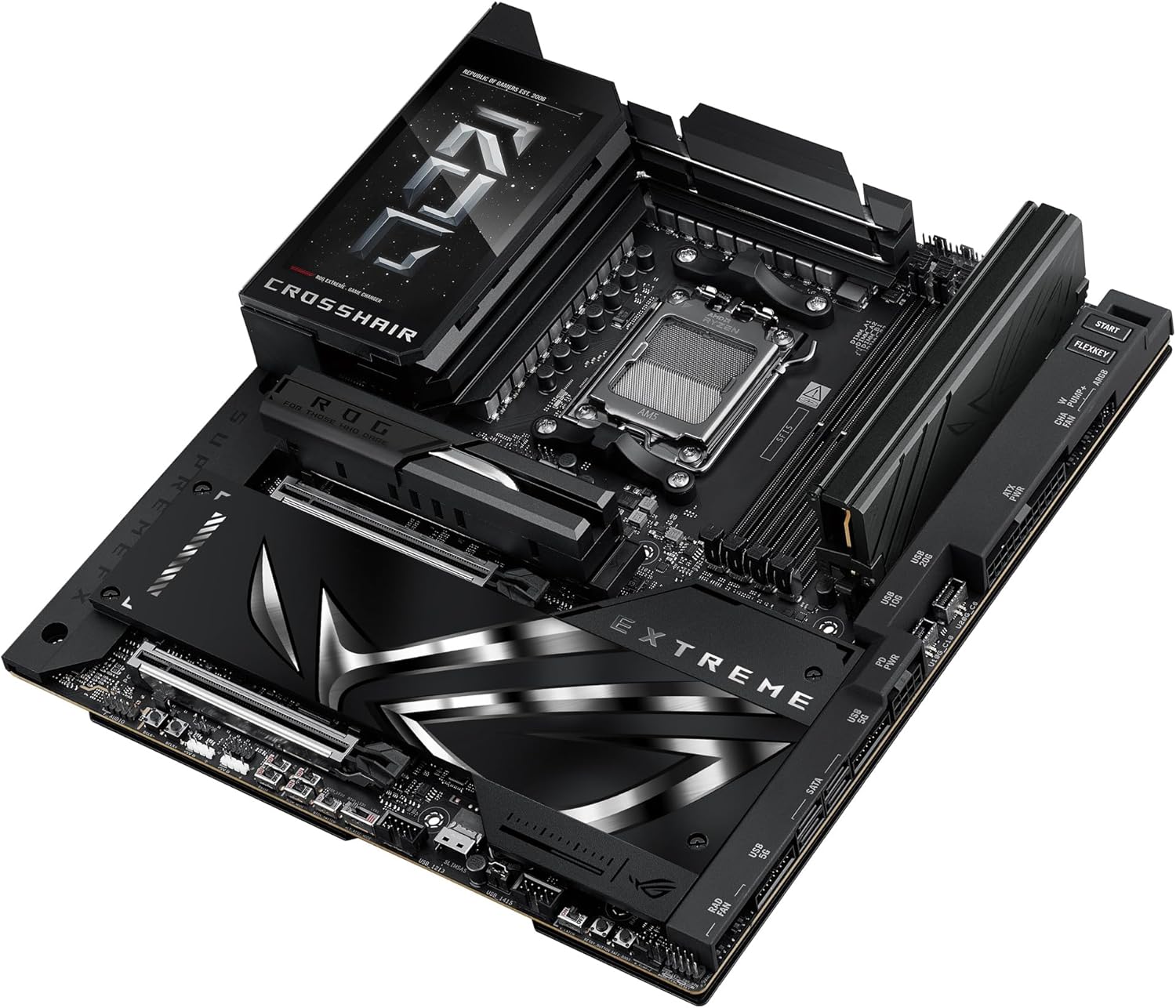 ASUS ROG CROSSHAIR X870E EXTREME - Placa-mãe - ATX - Socket AM5 - AMD X870E Chipset - USB4, USB-C 3.2 Gen2, USB 3.2 Gen 2, USB-C 3.2 Gen 2x2, USB 3.2 Gen 1 - Wi-Fi 7, Bluetooth, 5 Gigabit Ethernet, 10 Gigabit LAN - gráfico integrado (necessário CPU) - HD Audio (8-canais) - Imagem 9