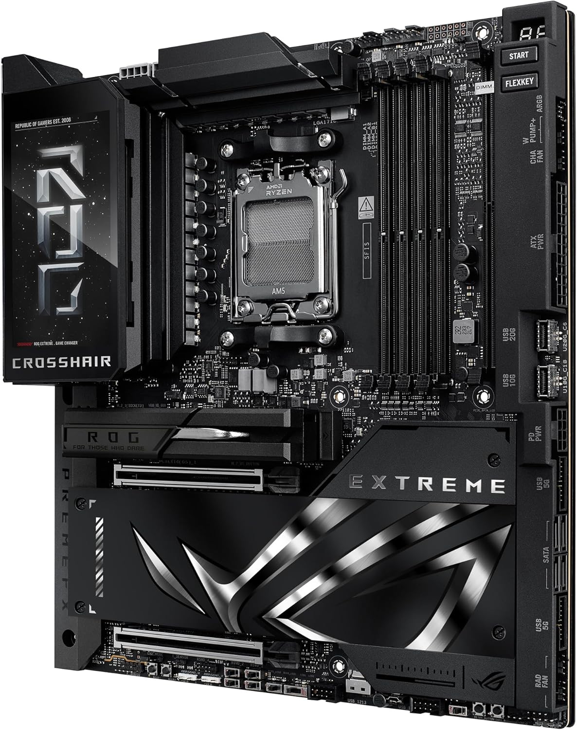 ASUS ROG CROSSHAIR X870E EXTREME - Placa-mãe - ATX - Socket AM5 - AMD X870E Chipset - USB4, USB-C 3.2 Gen2, USB 3.2 Gen 2, USB-C 3.2 Gen 2x2, USB 3.2 Gen 1 - Wi-Fi 7, Bluetooth, 5 Gigabit Ethernet, 10 Gigabit LAN - gráfico integrado (necessário CPU) - HD Audio (8-canais) - Imagem 7