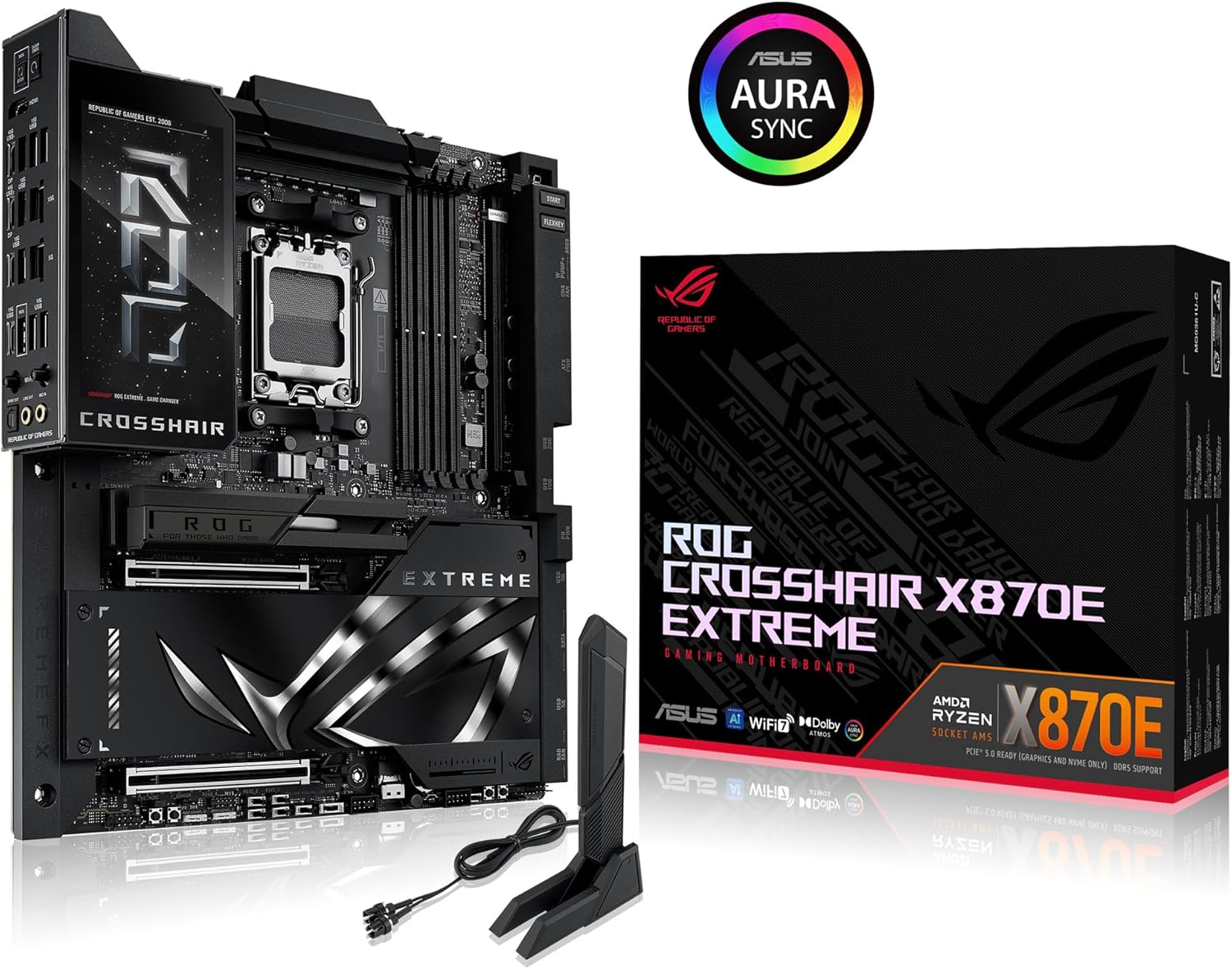 ASUS ROG CROSSHAIR X870E EXTREME - Placa-mãe - ATX - Socket AM5 - AMD X870E Chipset - USB4, USB-C 3.2 Gen2, USB 3.2 Gen 2, USB-C 3.2 Gen 2x2, USB 3.2 Gen 1 - Wi-Fi 7, Bluetooth, 5 Gigabit Ethernet, 10 Gigabit LAN - gráfico integrado (necessário CPU) - HD Audio (8-canais) - Imagem 2