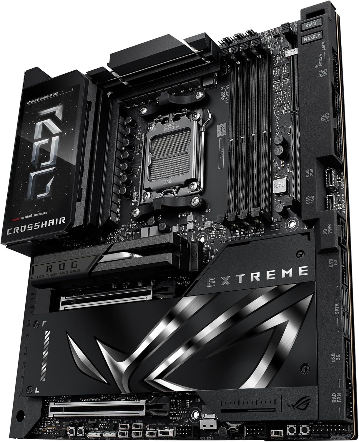 ASUS ROG CROSSHAIR X870E EXTREME - Placa-mãe - ATX - Socket AM5 - AMD X870E Chipset - USB4, USB-C 3.2 Gen2, USB 3.2 Gen 2, USB-C 3.2 Gen 2x2, USB 3.2 Gen 1 - Wi-Fi 7, Bluetooth, 5 Gigabit Ethernet, 10 Gigabit LAN - gráfico integrado (necessário CPU) - HD Audio (8-canais) - Imagem 6