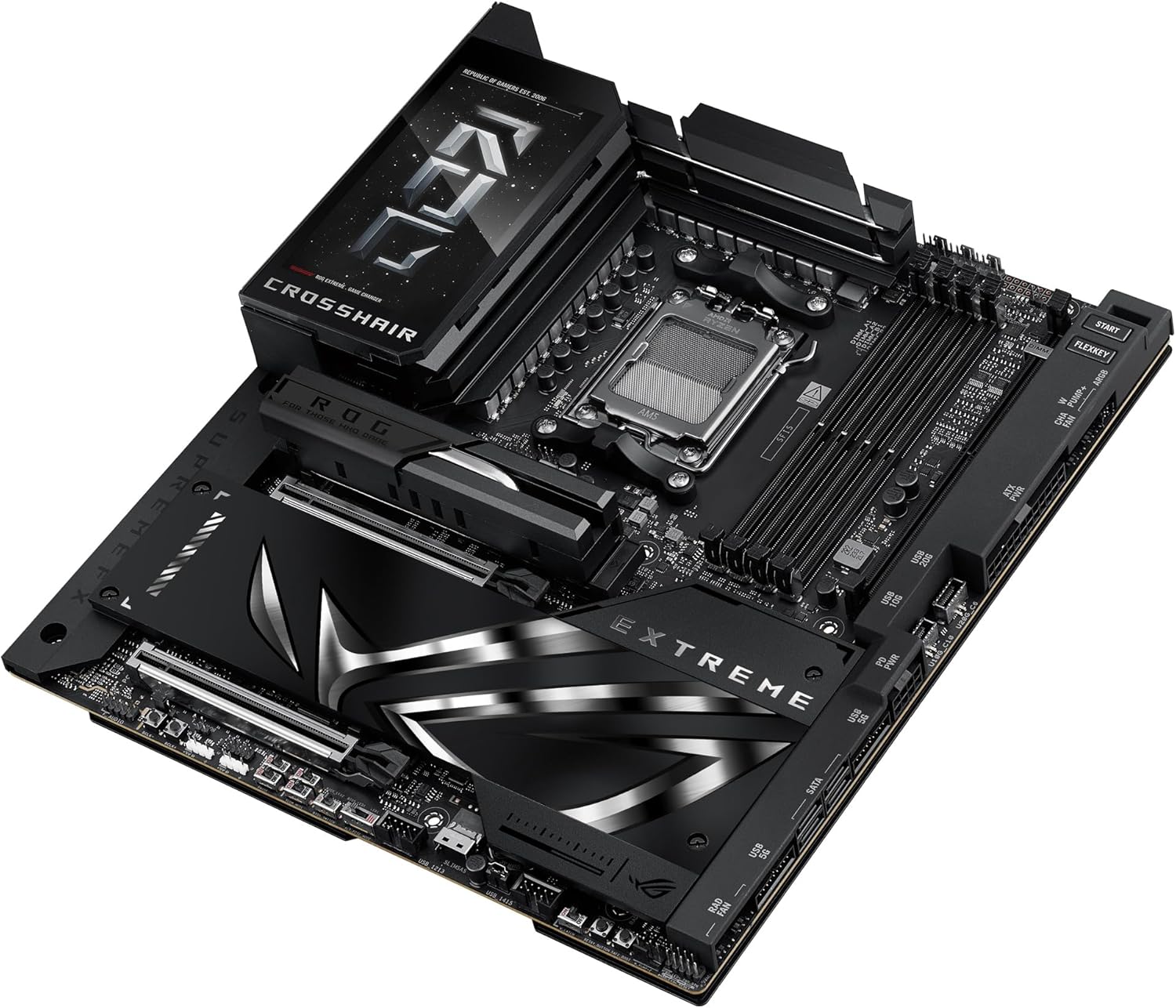 ASUS ROG CROSSHAIR X870E EXTREME - Placa-mãe - ATX - Socket AM5 - AMD X870E Chipset - USB4, USB-C 3.2 Gen2, USB 3.2 Gen 2, USB-C 3.2 Gen 2x2, USB 3.2 Gen 1 - Wi-Fi 7, Bluetooth, 5 Gigabit Ethernet, 10 Gigabit LAN - gráfico integrado (necessário CPU) - HD Audio (8-canais) - Imagem 8