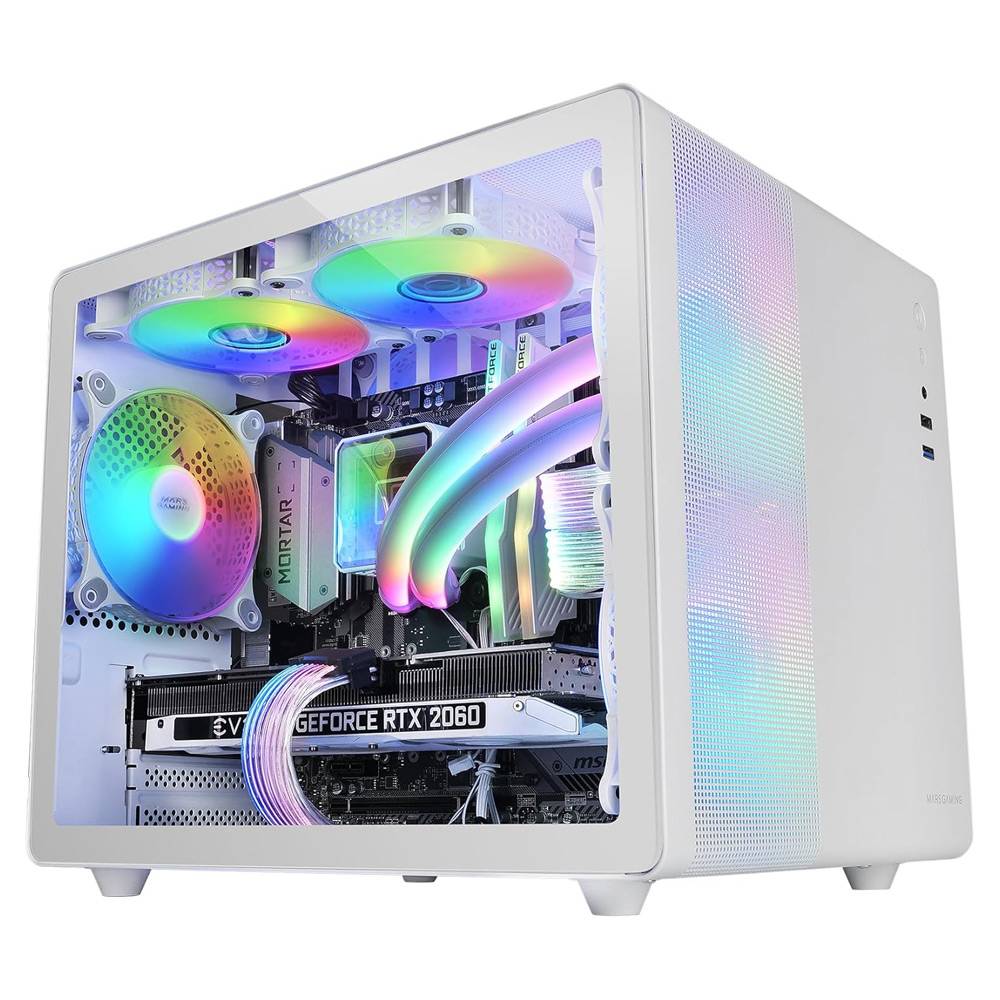 Caixa MARS GAMING MC400W Micro-ATX Cube 3x FRGB Vidro Branco