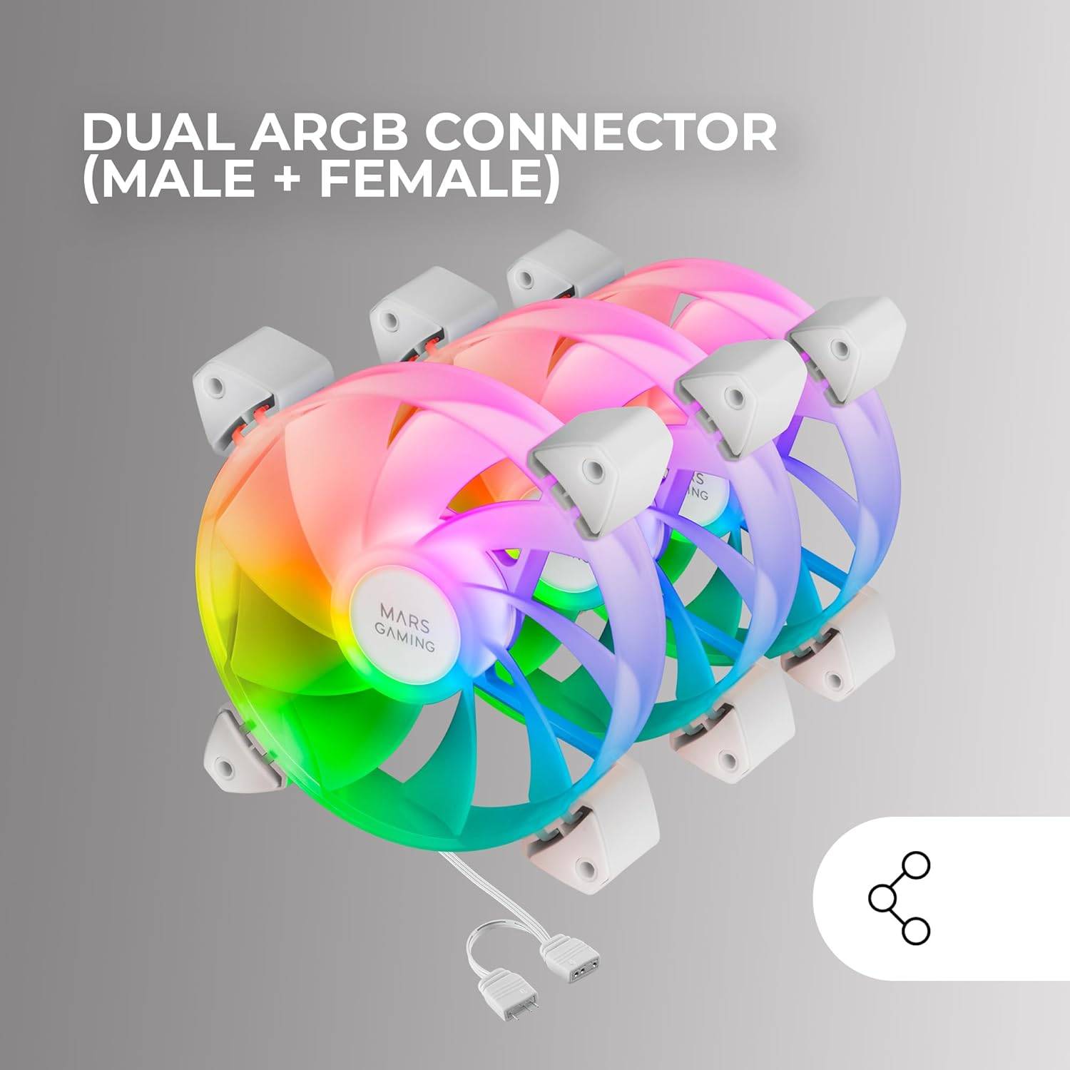 Ventilador Caixa MARS GAMING MF-3AR 120mm ARGB Invertido Branco Kit 3 - Imagem 4