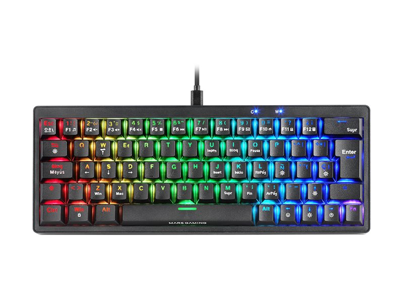 Teclado MARS GAMING MKMINIPRO 60% Layout PT Switch Yellow Preto - Imagem 1