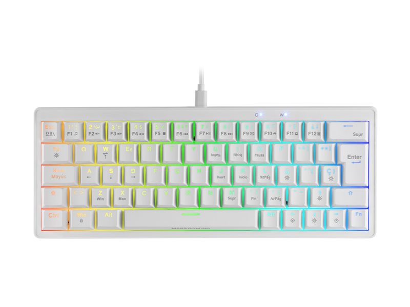 Teclado MARS GAMING MKMINIPRO 60% Switch Azul Retroiluminado Português Branco - Imagem 2