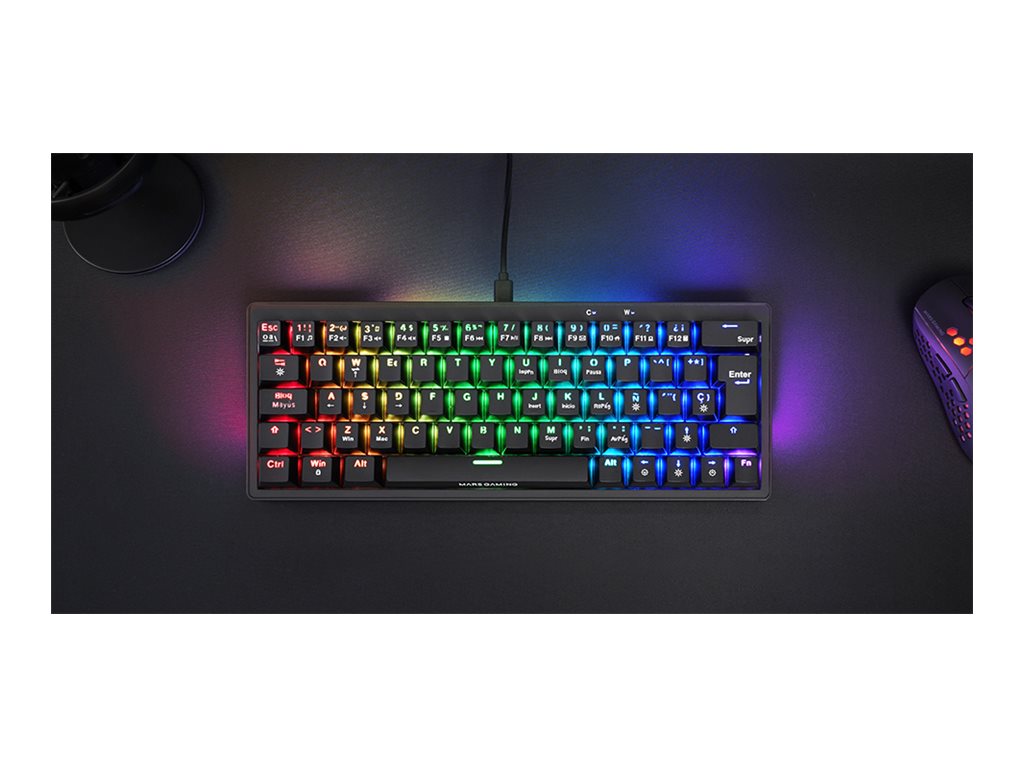 Teclado MARS GAMING MKMINIPRO 60% Interruptor Azul Português Preto - Imagem 3
