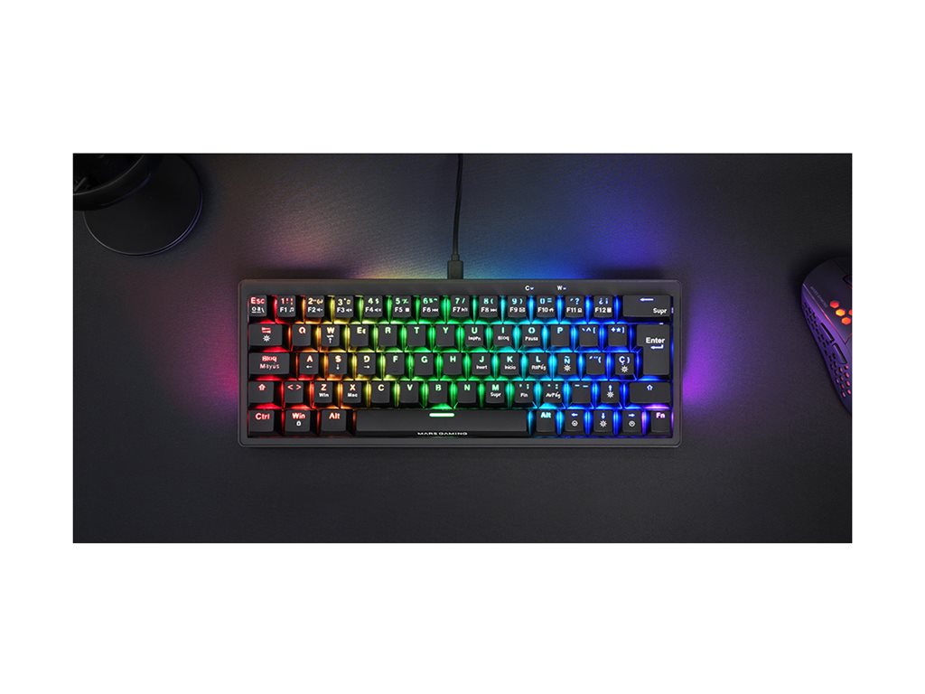 Teclado MARS GAMING MKMINIPRO 60% Retroiluminado PT Interruptor Castanho Preto - Imagem 2