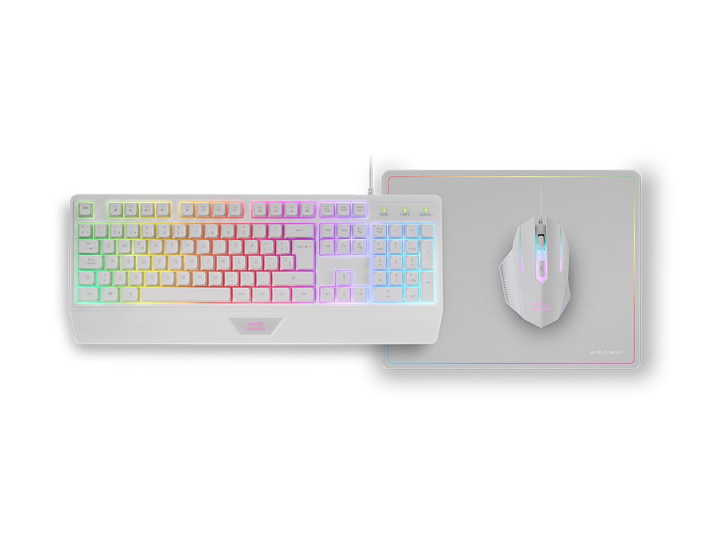 Conjunto Gaming MARS MCP124 3-em-1 Full Size H-Mech PT Branco - Imagem 2