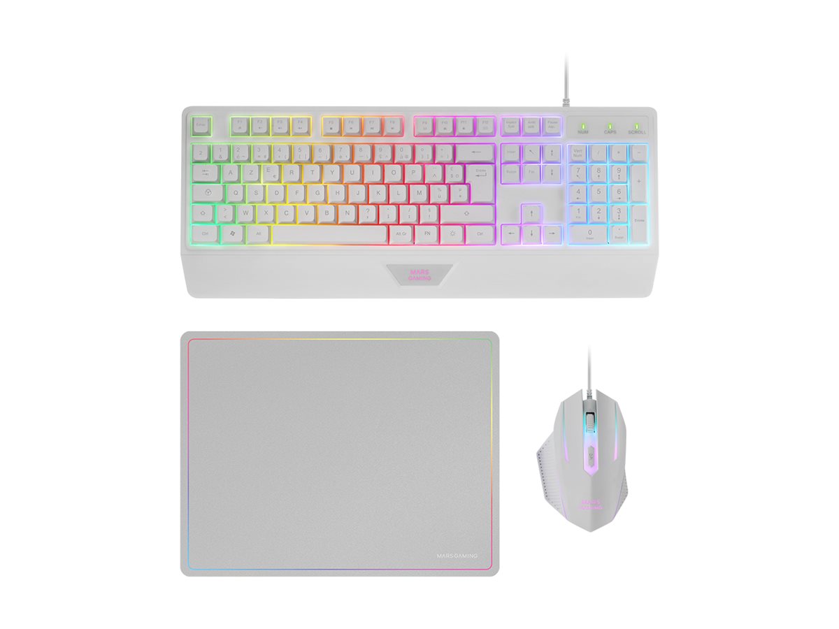Conjunto Gaming MARS MCP124 3-em-1 Full Size H-Mech PT Branco - Imagem 3