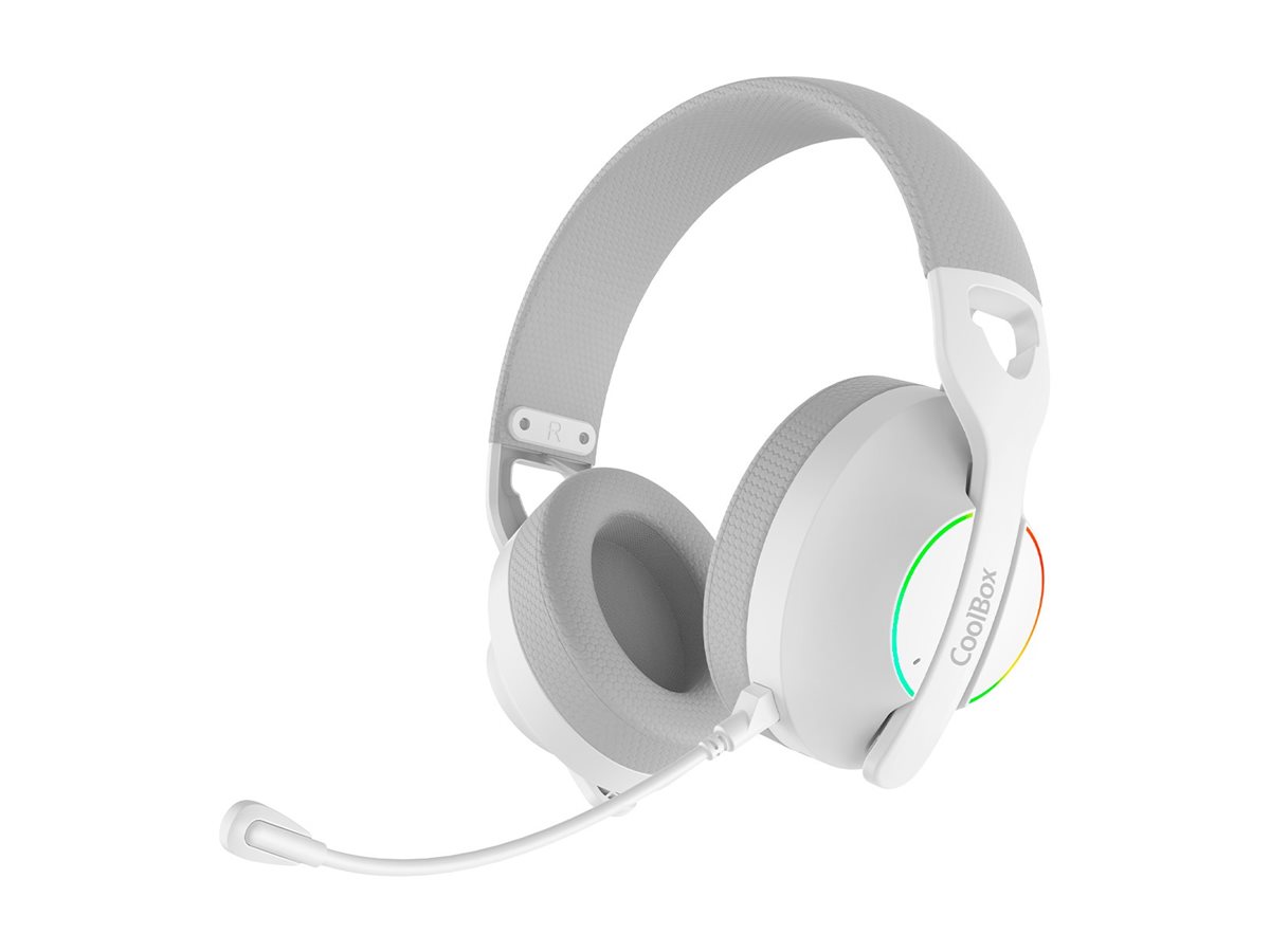 Auscultadores CoolBox WB01 RGB Sem Fios Bluetooth 2.4GHz Branco USB-C - Imagem 2