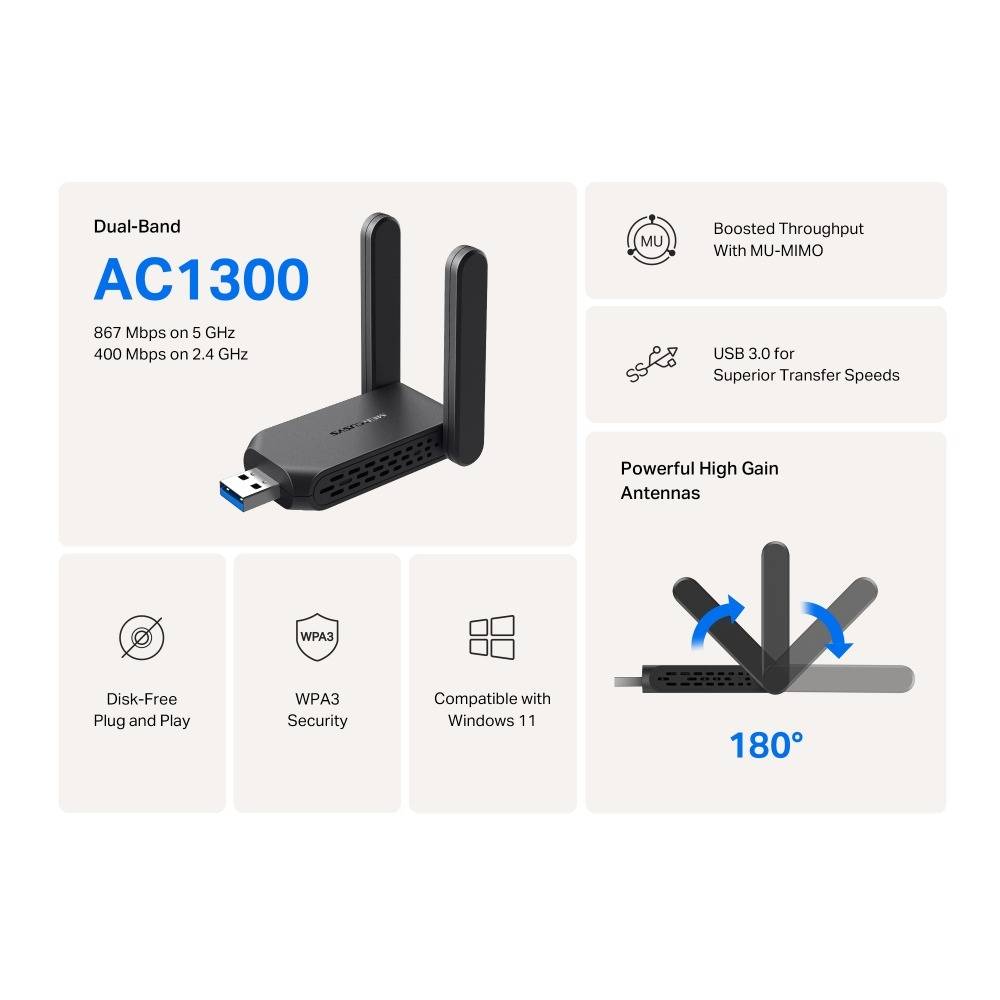 Adaptador de Rede Mercusys MA32H USB 3.0 Wi-Fi 5 - Imagem 3