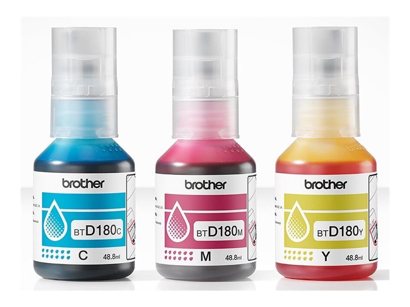 Pack de Tintas BROTHER BTD180CL CMY 3 Garrafas até 5.000 Páginas/Garrafa p/ DCP-T580DW T780DW - Imagem 2