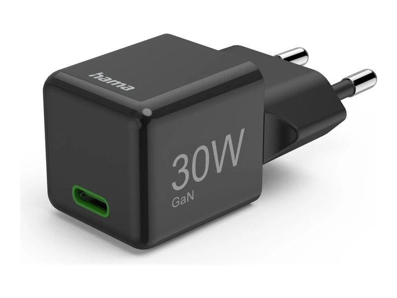 Carregador Rápido Hama 30W GaN USB-C PD Preto