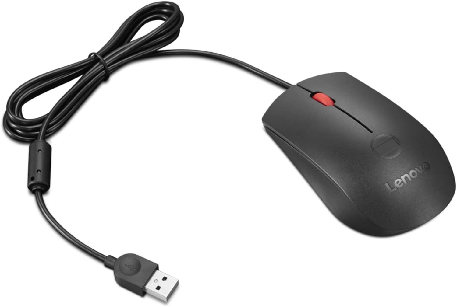 Rato Óptico Lenovo Fingerprint Biometric USB Mouse Gen 3 com Sensor Biométrico 3 Botões USB Preto e Vermelho - Imagem 3