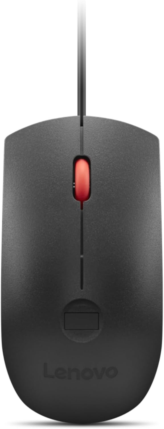Rato Óptico Lenovo Fingerprint Biometric USB Mouse Gen 3 com Sensor Biométrico 3 Botões USB Preto e Vermelho - Imagem 6