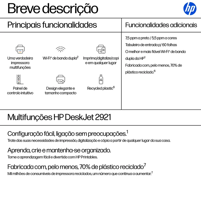 Impressora Multifunções HP DeskJet 2921 All-in-One - Imagem 3