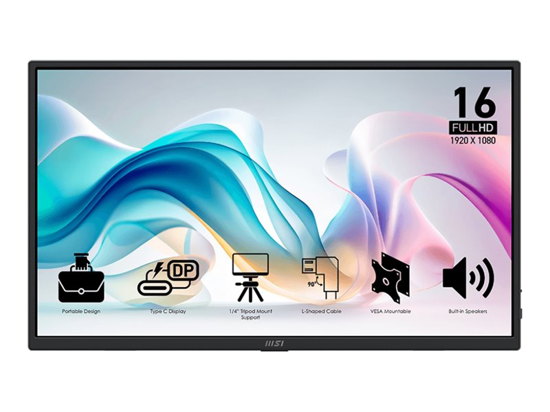 MSI PRO MP165 E6 15.6inch IPS FHD 60Hz 4ms HDMI 2xUSB Type C 2x1W Speaker