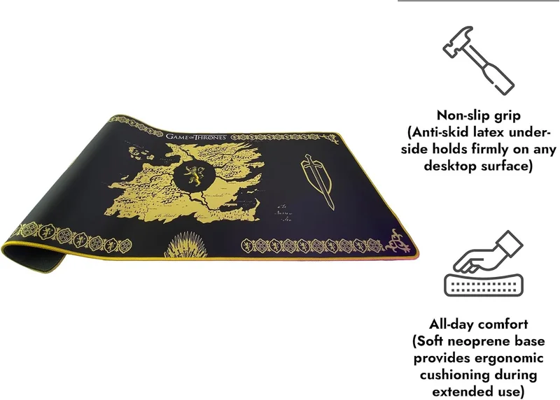 Tapete de Rato Lexip Game of Thrones Lannister Edition XXL Preto - Imagem 4